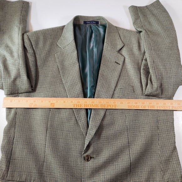 ALAN Flusser 44L Brown Houndstooth 2-Button Blazer Sport Coat Suit Jacket Silk - Picture 9 of 12
